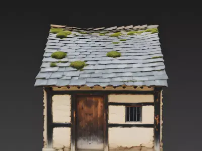 Rustic Rural Chinese Mud Cottage 3D Model Low-poly 3D model