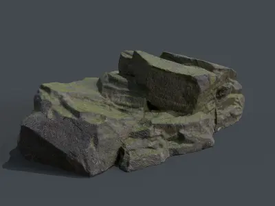 Mossy Rocks Set Low-poly 3D model