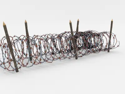 Low Poly Barb Wire Obstacle Low-poly 3D model