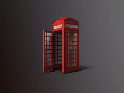 Telephone booth Low-poly 3D model 2