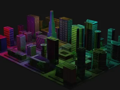 Night City Low-poly 3D model