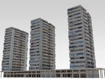 Communist Residential Towers Low-poly 3D model