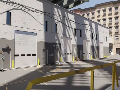 Garage alleyway street  Low-poly 3D model