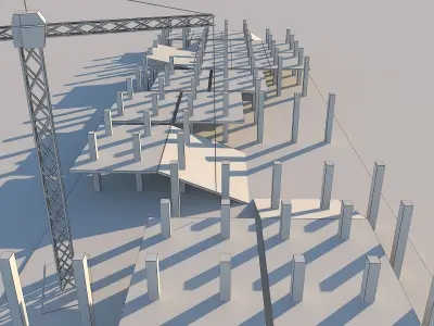 Construction zone Low-poly 3D model