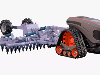 Autonomous Tractor Plow Farming M1 3D model