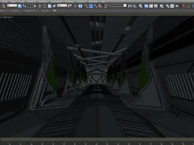 SCI FI INTERIOR SCENE SPACE SHIP CORRIDOR Low-poly 3D model