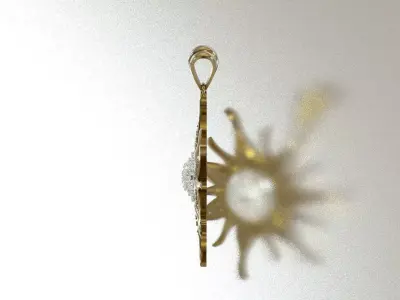 Sun Daisy Pendant with Central Pave Cluster model jp0389 3D print model