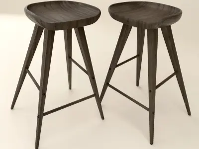 Wood Bar Stool 3D model