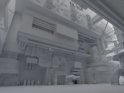 Cyberpunk City Scene Low-poly 3D model