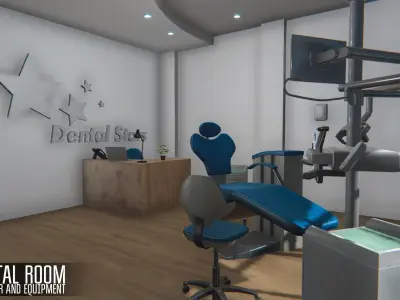 Dental room - interior and equipment Low-poly 3D model