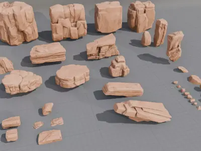 Rocks Toning -The stylized Rocks Pack Low-poly 3D model