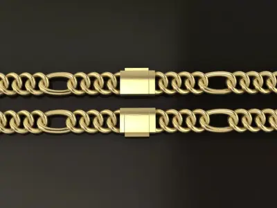 Figaro Cuban Chain Link Rounded Frame 10mm Width  3D print model