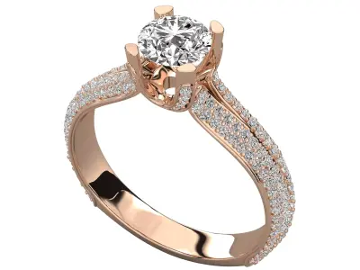 Women Light Weight Solitare Diamond Wedding Ring   26 3D print model