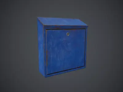 Old Wall Metal Mailbox 1 PBR Game Ready Low-poly 3D model