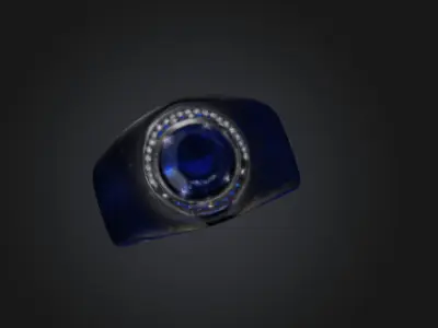 Stunning Blue Sapphire Ring Model for 3D Games 3D model