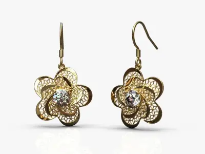 Floral earrings 3D print model
