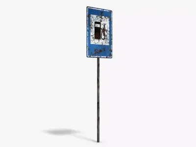 Damaged Gas Station Info Sign Low-poly 3D model