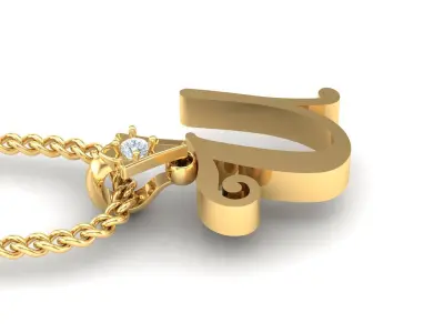 Light Gold Fancy Font Pendant U 3D print model