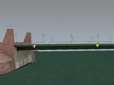 Lowpoly old european brick bridge Low-poly 3D model