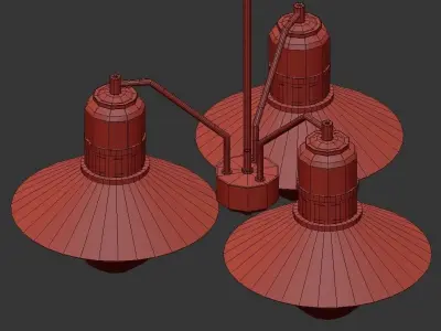 JONATHAN Y three light chandelier in brass with glass shades 3D model