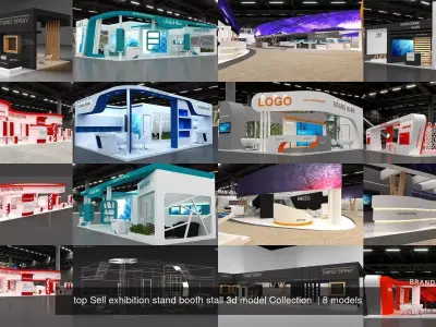 top Sell exhibition stand booth stall 3d model Collection  3D Model Pack