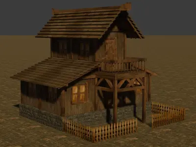 Game-Ready Low Poly Medieval House Models with Unique Styles Low-poly 3D model