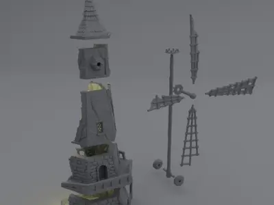Ruined Windmill Tabletop Terrain 28 MM 3D print model