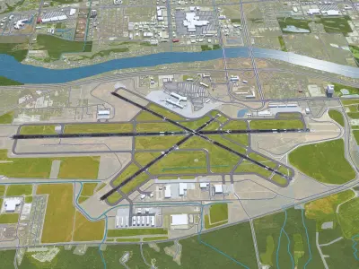 Quad City International Airport 12km Low-poly 3D model