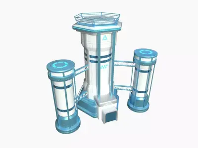 SciFi Facility A01 White Blue - Sci Fi Exterior Design Low-poly 3D model