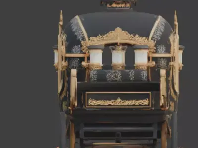 Stylized Jade black and gold  Horse Drawn 3D Character Low-poly 3D model