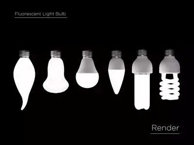 Fluorescent Light Bulb 3d model set 3D model