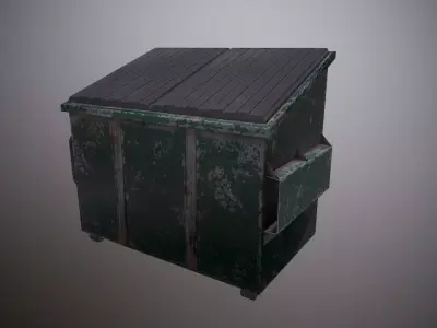 Garbage Collection with Trash Container Low-poly 3D model