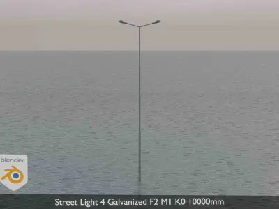 Street Light 4 Galvanized F2 M1 K0 10000mm Low-poly 3D model