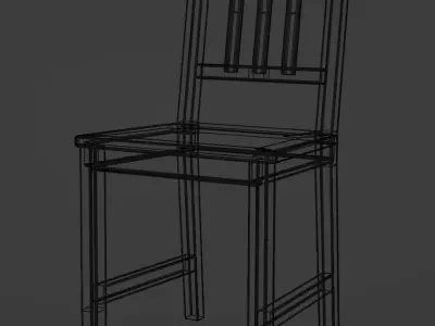 Old Raw Wood Chair Low-poly 3D model