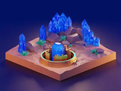 Low-poly desert crystal in Low-poly 3D model