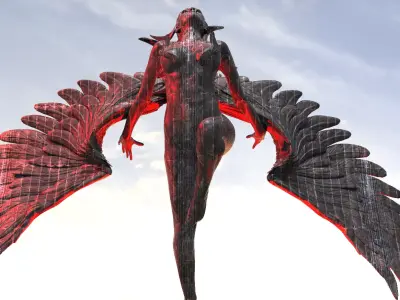 Dark Crescent Angel Statue 3D model