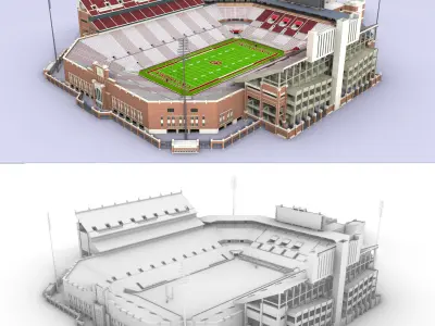 Owen Field Stadium Oklahoma USA Low-poly 3D model