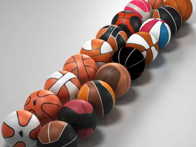 Basket ball Set Low-poly 3D model