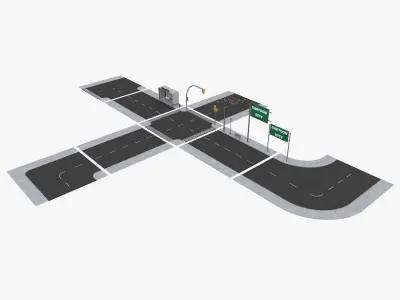 Cartoon Road Pack Low-poly 3D model
