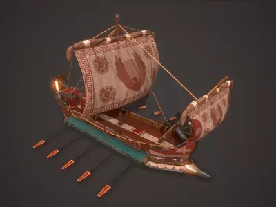 Ancient Ship Trireme 01 Low-poly 3D model