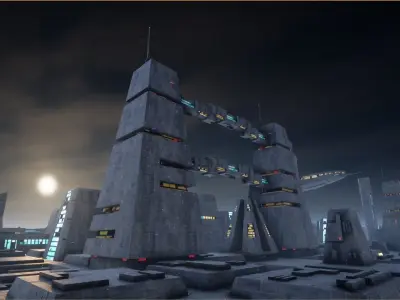 Sci-Fi City Landscape UE4 Low-poly 3D model