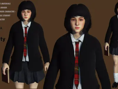 AAA 3D REALISTIC CHARACTER - BEAUTIFUL ASIAN FEMALE STUDENT 01 Low-poly 3D model
