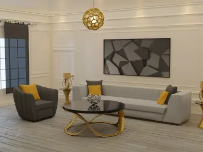 Living Room Interior Low-poly 3D model