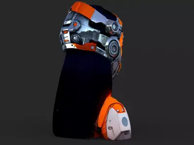 Girl Asian Futuristic Helmet High Detail 3D model