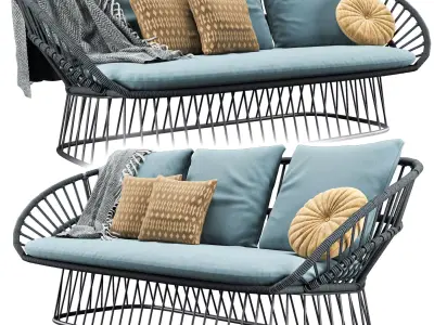 Cala 3 Seater Garden Sofa By Kettal 3D model