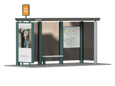 Public transport bus stop 3D model