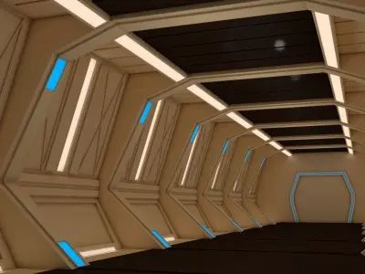 Sci Fi Corridor Low-poly 3D model