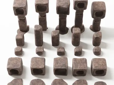 Stone cube ligt decorative n1 3D model