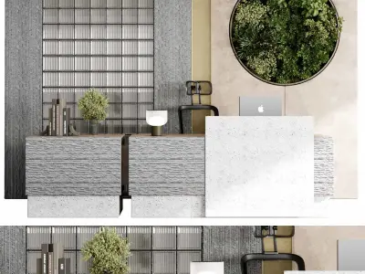 Reception Desk and Glass block Reception 3D model