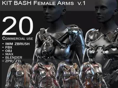 27 Female Scifi Suits KitBash with Uvs Plus ZTL LP HP Low-poly 3D model